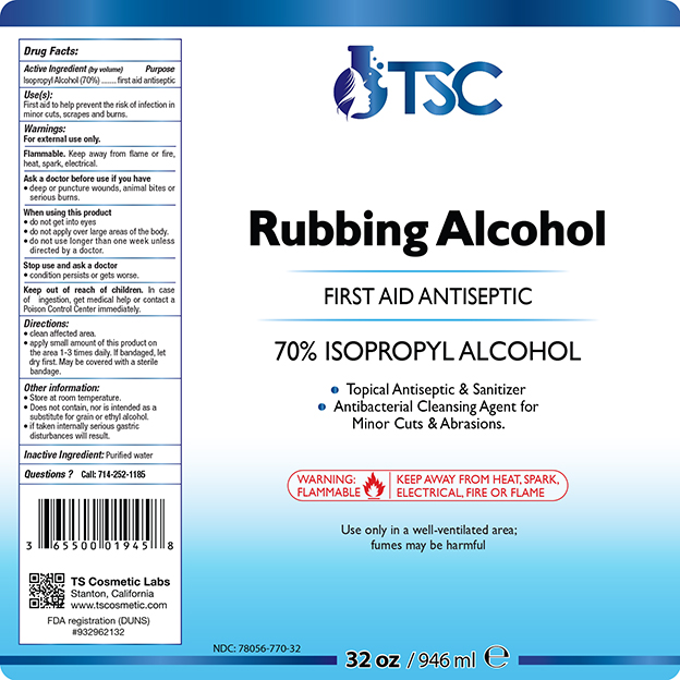 NDC 78056770 Tsc Rubbing Alcohol 70 Isopropyl Alcohol Isopropyl Alcohol